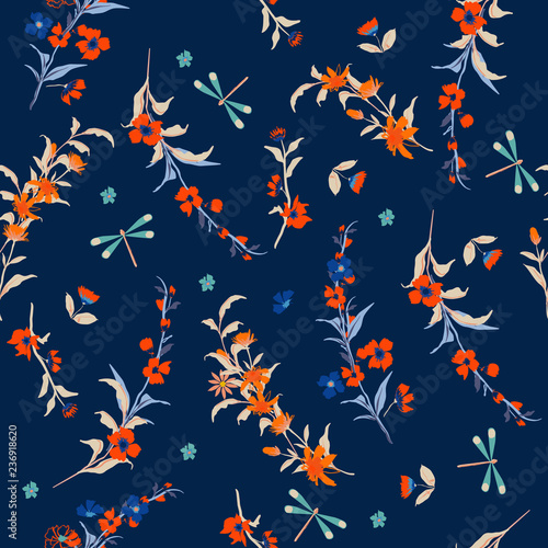 Delicate seamless pattern vector liberty little flowers. Floral pattern for fashion prints. Design for textile, wallpapers, wrapping, paper