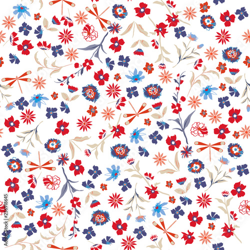 Beautiful liberty Seamless floral pattern. Background in small colorful flowers
