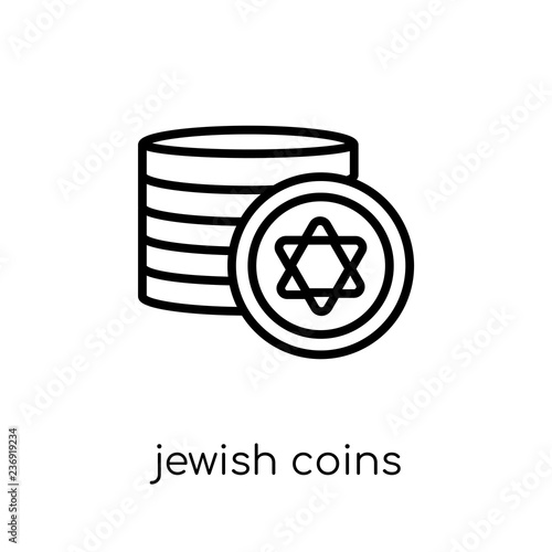 Jewish Coins icon. Trendy modern flat linear vector Jewish Coins icon on white background from thin line Religion collection