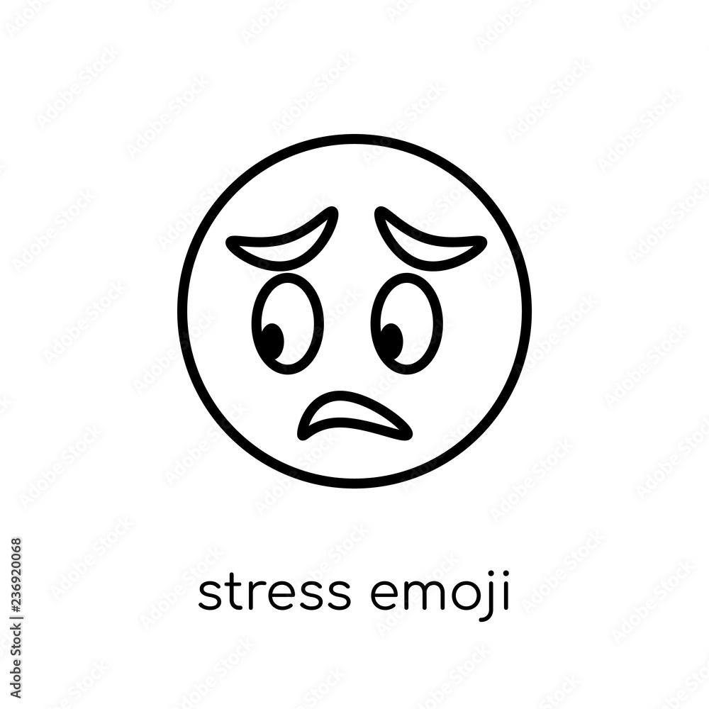 stress emoji icon. Trendy modern flat linear vector stress emoji icon