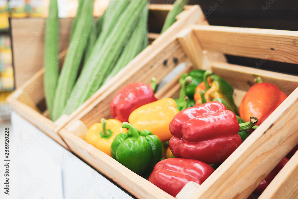 Fresh Produce of Colourful various kinds of vegetables in the grocery Fresh Produce of Colourful various kinds of vegetables in the grocery