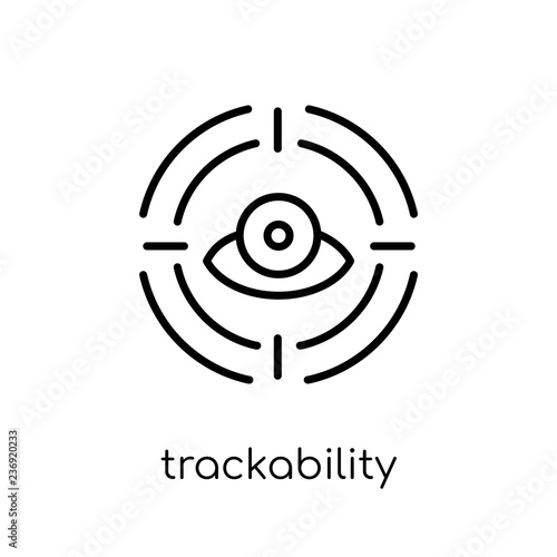 trackability icon. Trendy modern flat linear vector trackability icon on white background from thin line General collection photo