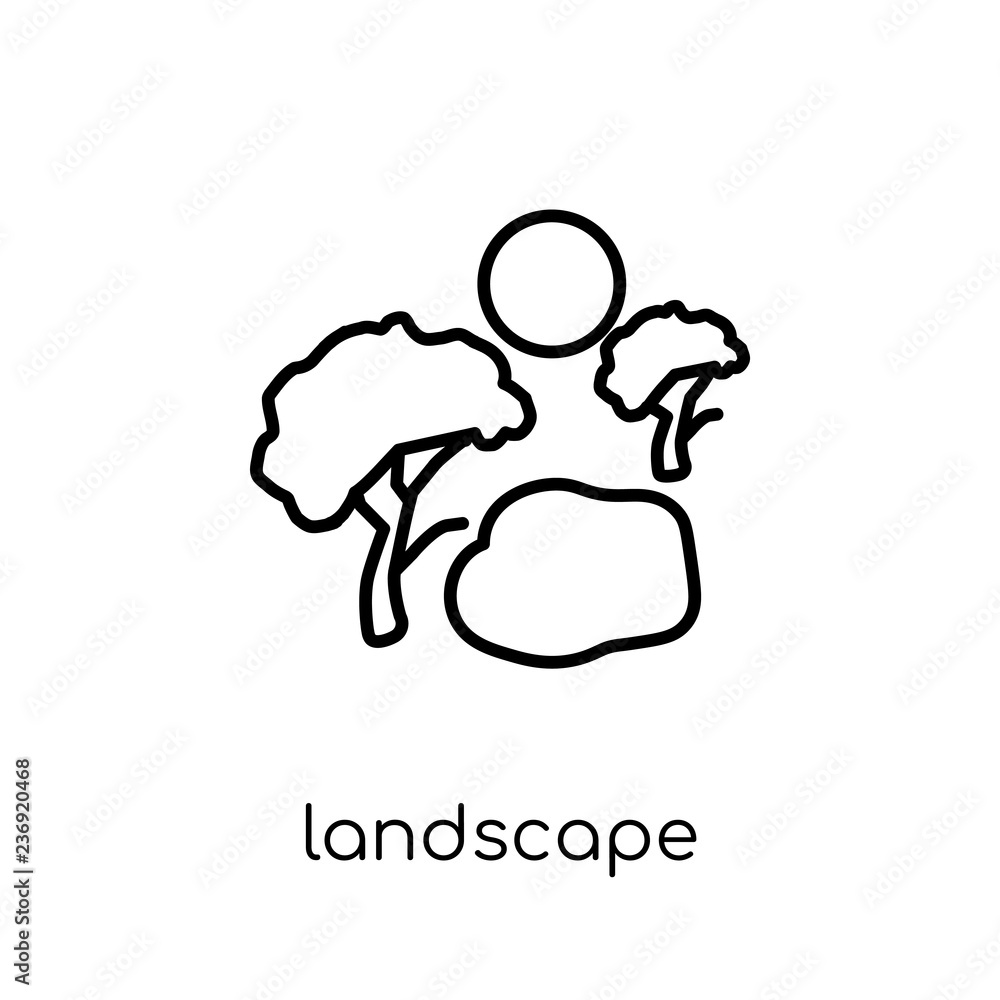 Landscape icon. Trendy modern flat linear vector Landscape icon on white background from thin line nature collection