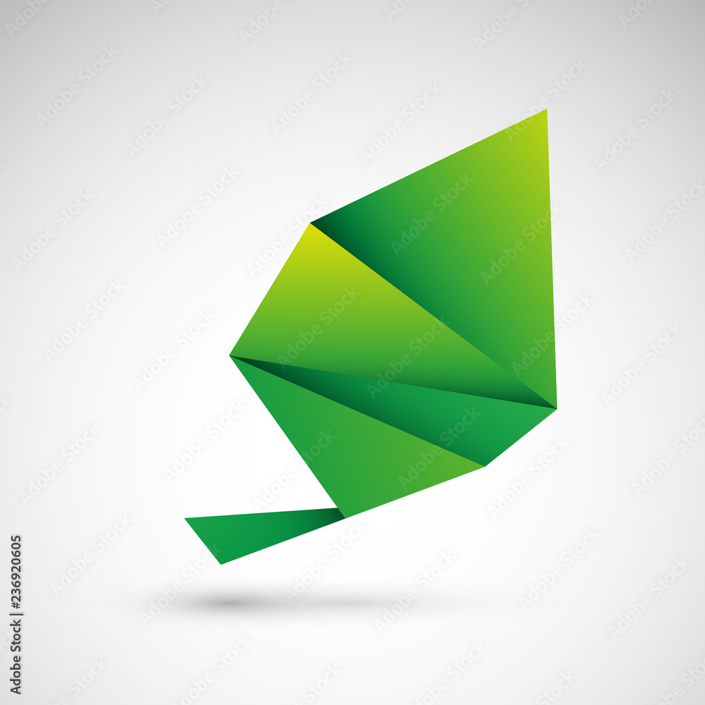 zielony liść origami logo wektor zielony liść origami logo wektor