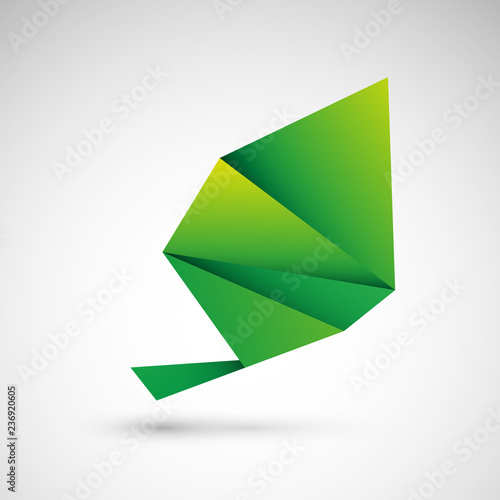zielony liść origami logo wektor