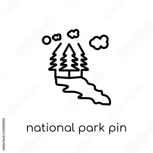 National Park Pin icon. Trendy modern flat linear vector National Park Pin icon on white background from thin line Maps and Locations collection