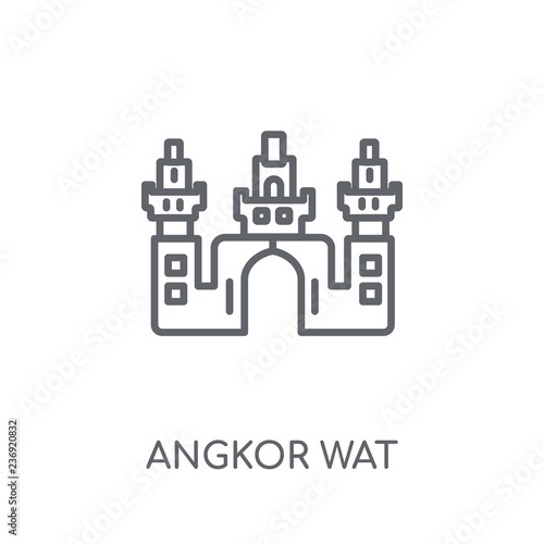 Angkor wat linear icon. Modern outline Angkor wat logo concept on white background from Architecture and Travel collection