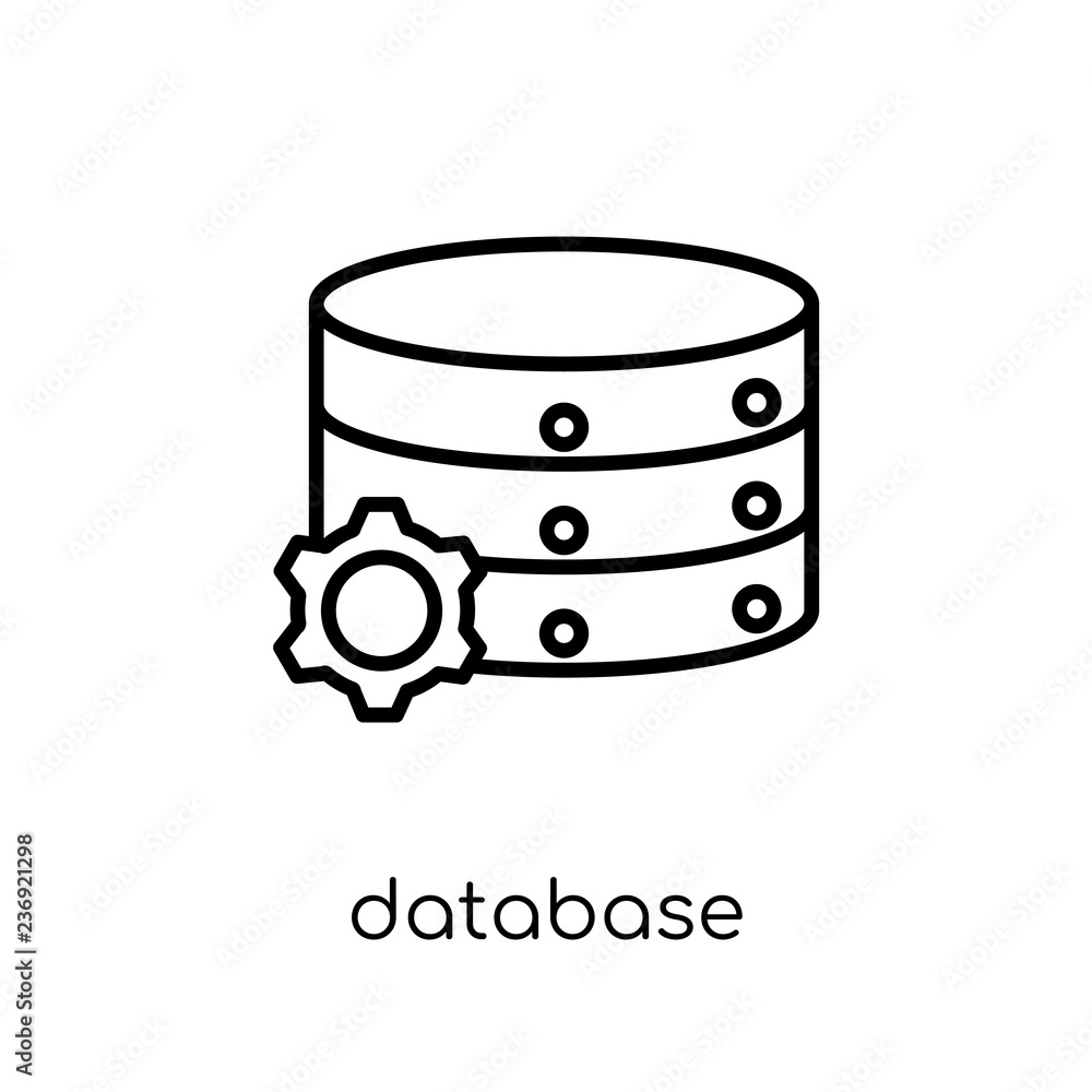 Database icon. Trendy modern flat linear vector Database icon on white background from thin line Programming collection Database icon. Trendy modern flat linear vector Database icon on white background from thin line Programming collection