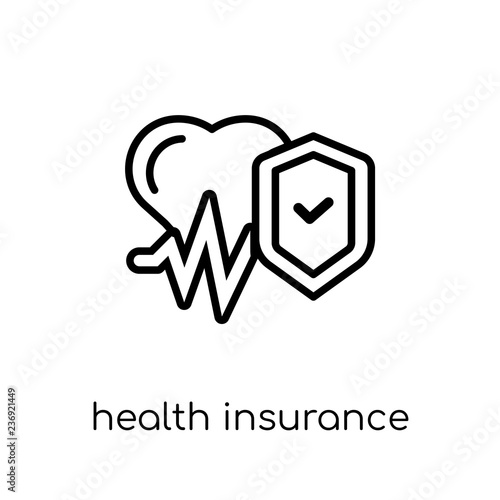 Health insurance icon. Trendy modern flat linear vector Health insurance icon on white background from thin line Insurance collection