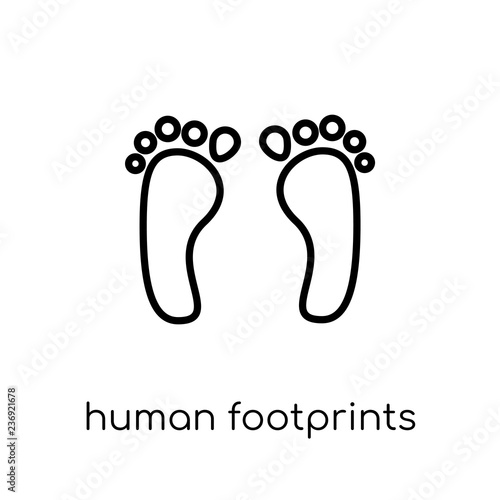 Human footprints icon. Trendy modern flat linear vector Human footprints icon on white background from thin line Human Body Parts collection