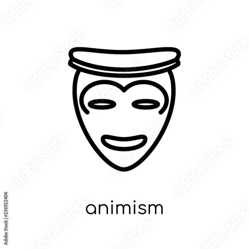 animism icon. Trendy modern flat linear vector animism icon on white background from thin line Religion collection