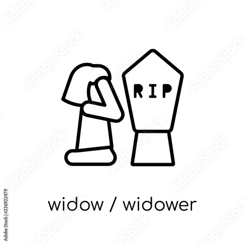 widow / widower icon. Trendy modern flat linear vector widow / widower icon on white background from thin line family relations collection