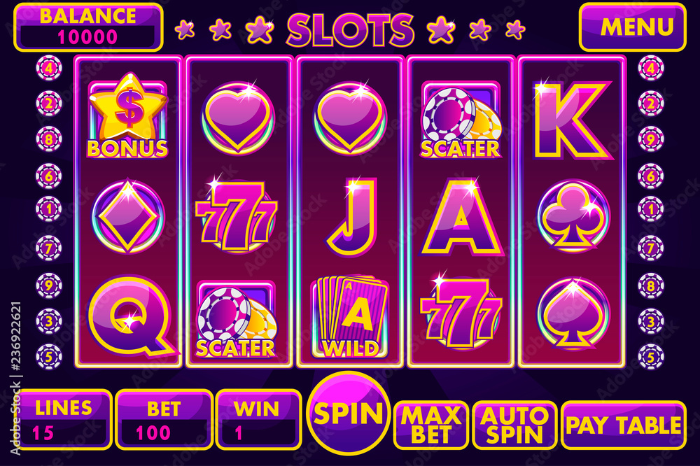 Gambling UI Elements. Slots Gameplay Cartoon Graphic Kit with Casino Icons.  Colorful Online Game Interface Progress Bars Stock Vector - Illustration of  gambling, button: 216981067