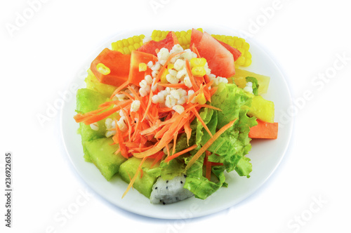 salad plate with fruit and vegetable healthy food