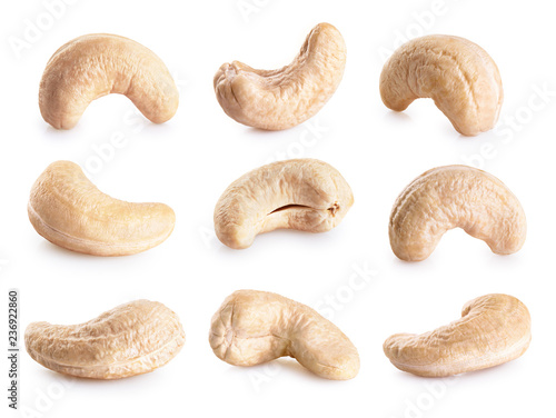 Cashew nuts isolated on white background. photo