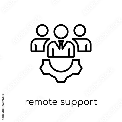 remote support icon. Trendy modern flat linear vector remote support icon on white background from thin line Internet Security and Networking collection