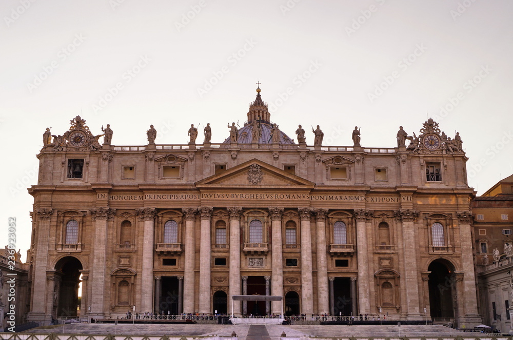 Facade of Saint Peter basilica, Vativcn city, Rome, Italy