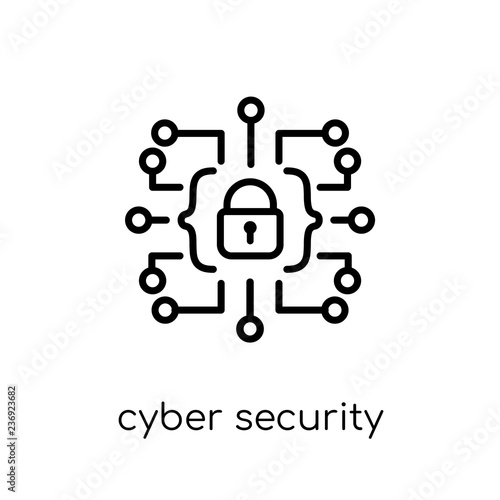 Cyber security icon. Trendy modern flat linear vector Cyber security icon on white background from thin line Internet Security and Networking collection