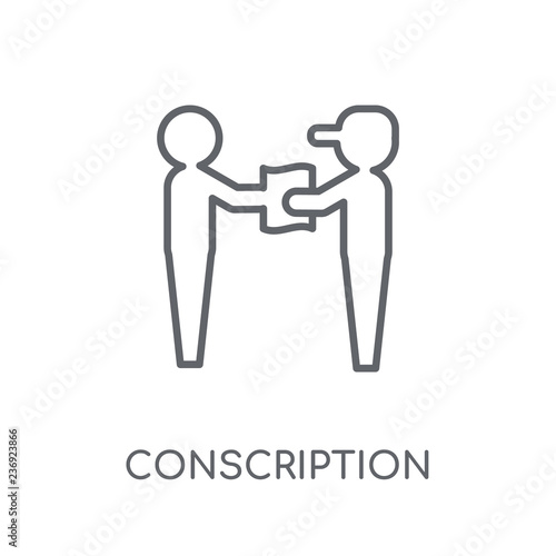 conscription linear icon. Modern outline conscription logo concept on white background from army and war collection