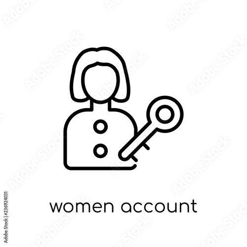 Women Account icon. Trendy modern flat linear vector Women Account icon on white background from thin line Ladies collection