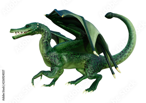 3D Rendering Fairy Tale Dragon on White