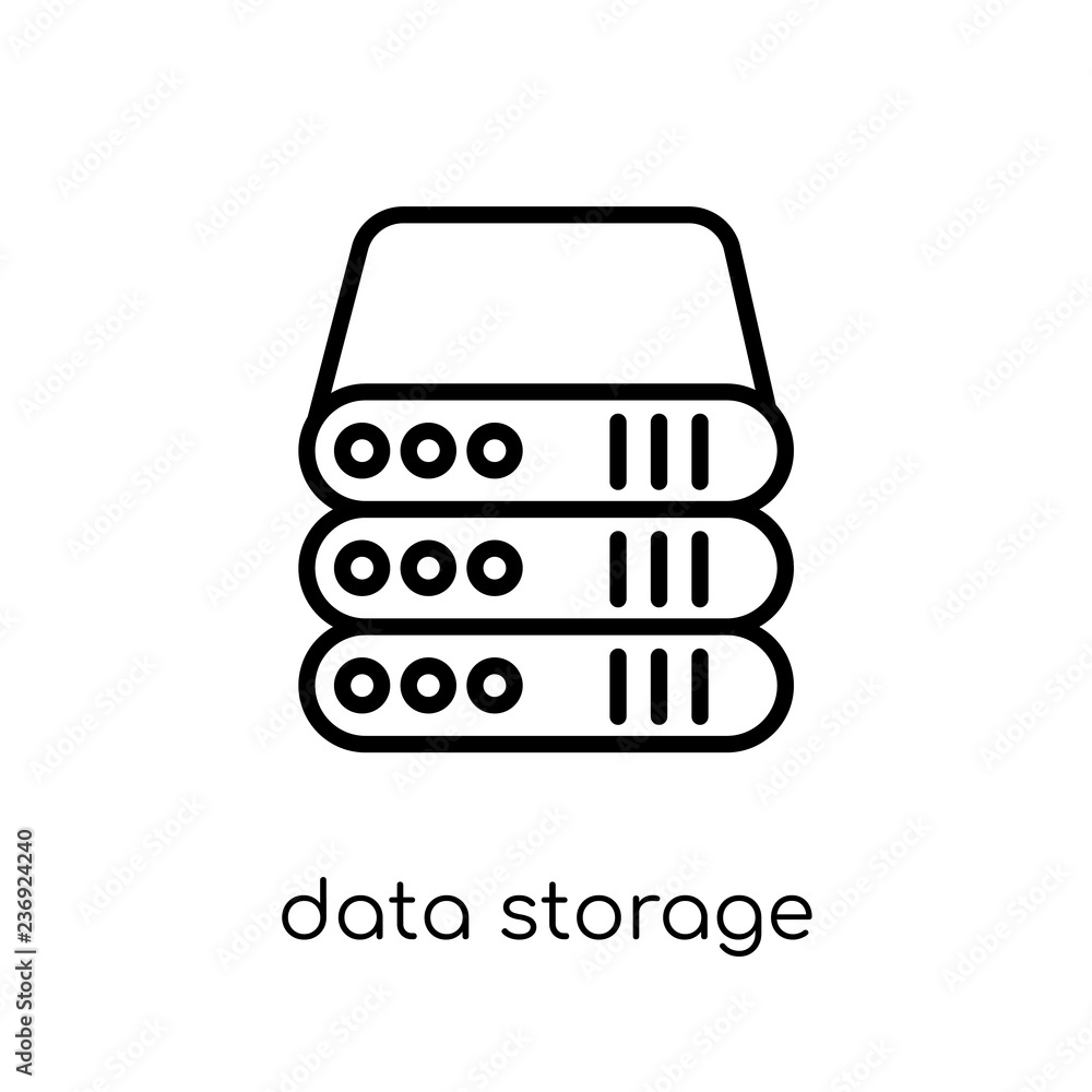 Data storage icon. Trendy modern flat linear vector Data storage icon on white background from thin line Programming collection Data storage icon. Trendy modern flat linear vector Data storage icon on white background from thin line Programming collection