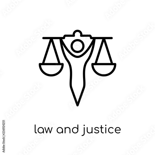 law and justice icon. Trendy modern flat linear vector law and justice icon on white background from thin line law and justice collection