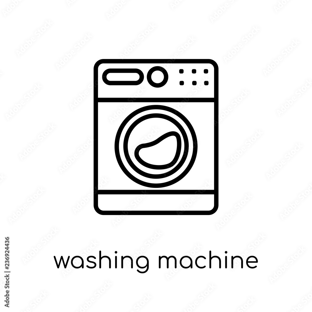 Washing machine icon. Trendy modern flat linear vector Washing machine icon on white background from thin line Electronic devices collection Washing machine icon. Trendy modern flat linear vector Washing machine icon on white background from thin line Electronic devices collection