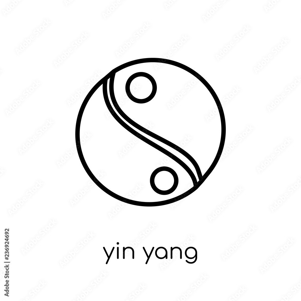 Yin Yang icon. Trendy modern flat linear vector Yin Yang icon on white background from thin line Religion collection Yin Yang icon. Trendy modern flat linear vector Yin Yang icon on white background from thin line Religion collection
