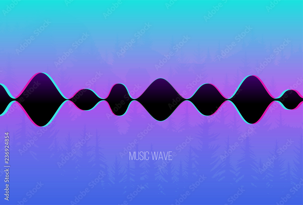 Vector sound wave for chillout music on forest background. Vector illustration Vector sound wave for chillout music on forest background. Vector illustration