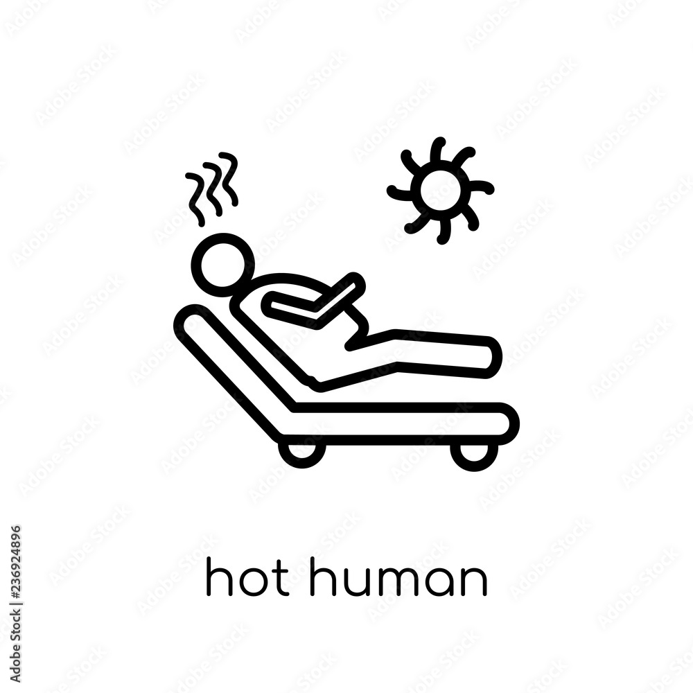 hot human icon. Trendy modern flat linear vector hot human icon on white background from thin line Feelings collection hot human icon. Trendy modern flat linear vector hot human icon on white background from thin line Feelings collection