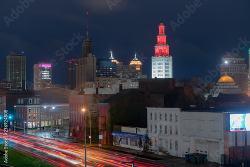 Canvas Print Before Sunrise Night Time Buffalo New York Downtown City Skyline