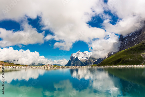 Fallbodensee at the Jungfrau Eiger Walk in the Swiss mountains, Grindelwald, Bernese Oberland, Switzerland photo