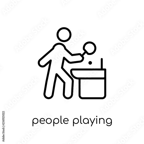 People playing Table tennis icon icon. Trendy modern flat linear