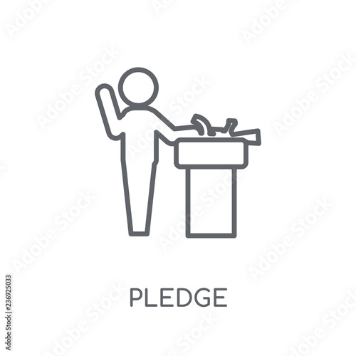 Pledge linear icon. Modern outline Pledge logo concept on white background from army and war collection