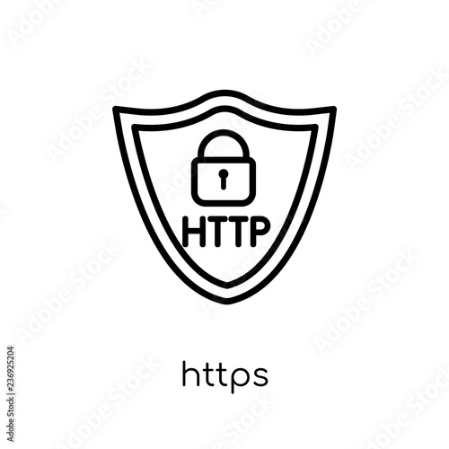 Https icon. Trendy modern flat linear vector Https icon on white background from thin line Internet Security and Networking collection
