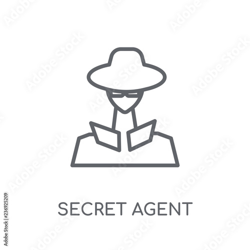 secret agent linear icon. Modern outline secret agent logo concept on white background from army and war collection