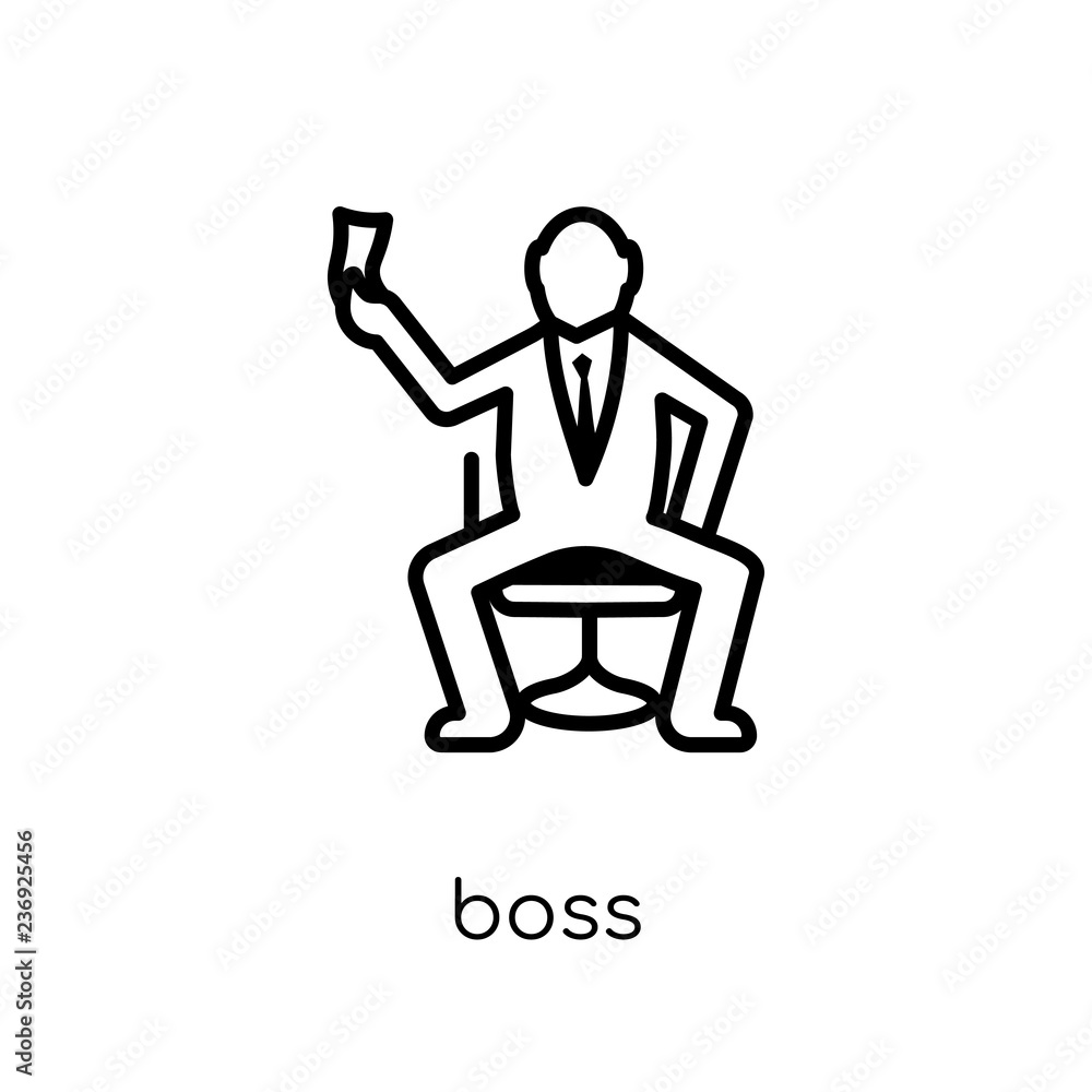 Boss icon. Trendy modern flat linear vector Boss icon on white background from thin line Luxury collection Boss icon. Trendy modern flat linear vector Boss icon on white background from thin line Luxury collection