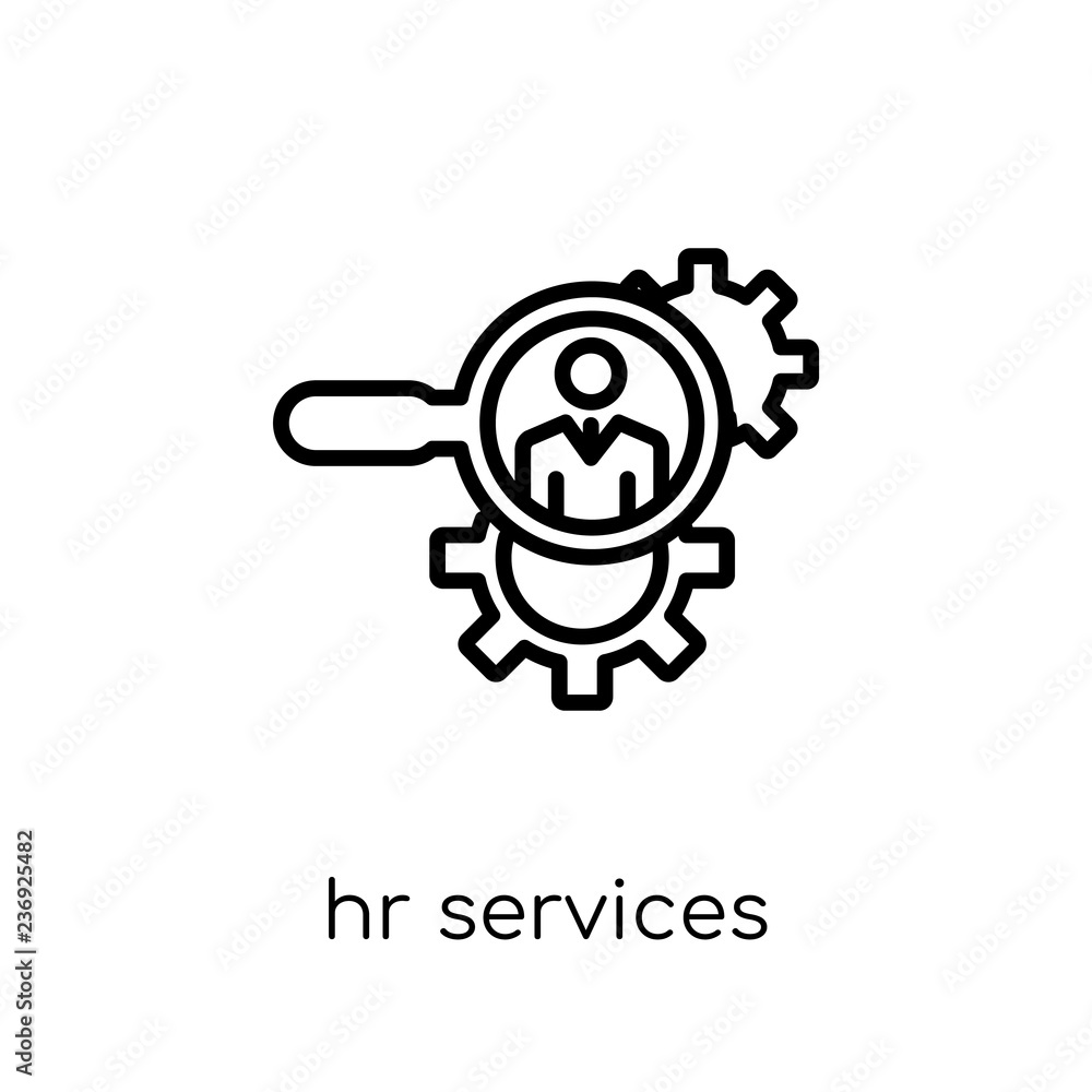 hr services icon. Trendy modern flat linear vector hr services icon on white background from thin line general collection
