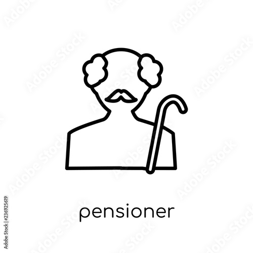 Pensioner icon. Trendy modern flat linear vector Pensioner icon on white background from thin line Professions collection