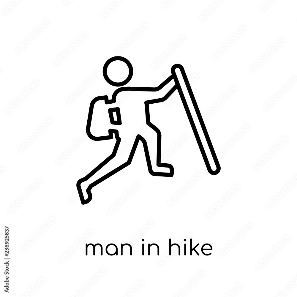 Man in Hike icon. Trendy modern flat linear vector Man in Hike icon on white background from thin line People collection