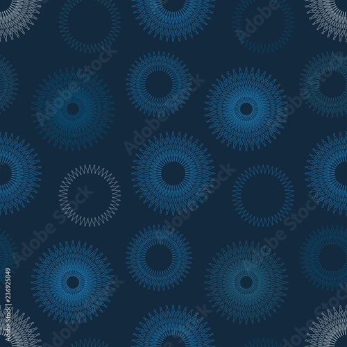 wired graphic stars seamless pattern in blue shades