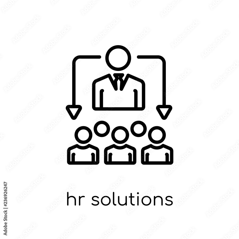 hr solutions icon. Trendy modern flat linear vector hr solutions icon on white background from thin line general collection hr solutions icon. Trendy modern flat linear vector hr solutions icon on white background from thin line general collection