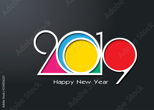 2019 Happy New Year or Christmas Background creative greeting card design, can be used for flyers, invitation, posters, brochure, banners, calendar.