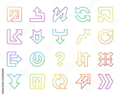 Arrow simple color line icons vector set