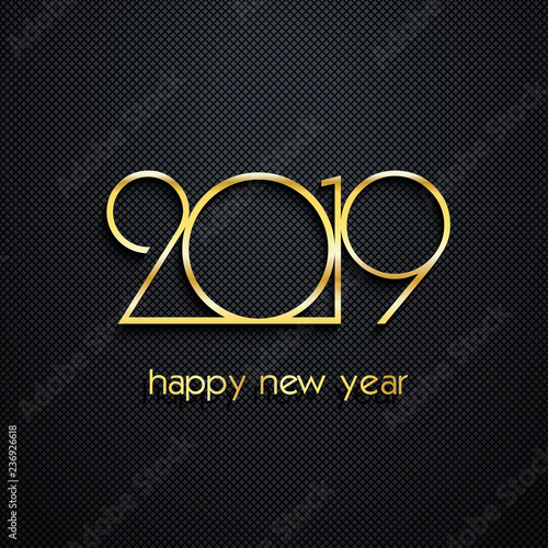 2019 Black Background New Year or Christmas  creative greeting card design Golden numbers