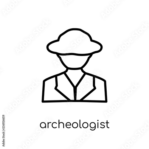 Archeologist icon. Trendy modern flat linear vector Archeologist icon on white background from thin line Professions collection