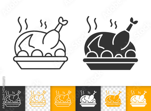 Fried Turkey simple black line vector icon