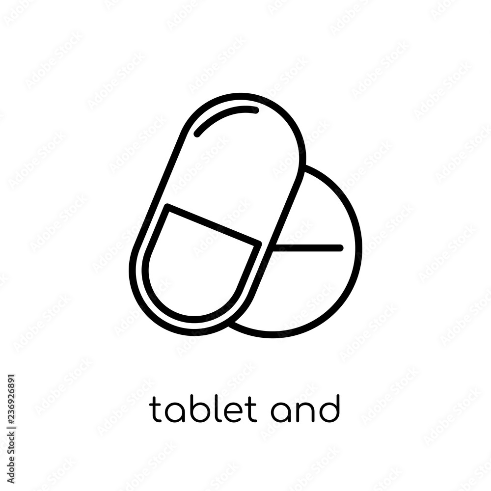 Tablet and capsule medications icon. Trendy modern flat linear v