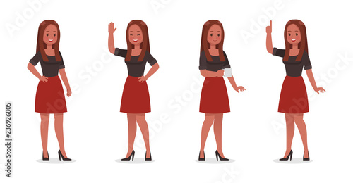 Business Woman showing different gestures character vector design. no9